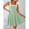 imageZESICA Womens Summer Sleeveless Mini Dress Tie Shoulder Square Neck High Waist Swing A Line Short SundressesLightgreen
