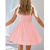 imageZESICA Womens Summer Sleeveless Mini Dress Tie Shoulder Square Neck High Waist Swing A Line Short SundressesPink