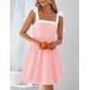imageZESICA Womens Summer Sleeveless Mini Dress Tie Shoulder Square Neck High Waist Swing A Line Short SundressesPink