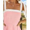 imageZESICA Womens Summer Sleeveless Mini Dress Tie Shoulder Square Neck High Waist Swing A Line Short SundressesPink