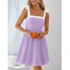 imageZESICA Womens Summer Sleeveless Mini Dress Tie Shoulder Square Neck High Waist Swing A Line Short SundressesPurple