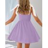 imageZESICA Womens Summer Sleeveless Mini Dress Tie Shoulder Square Neck High Waist Swing A Line Short SundressesPurple