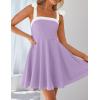 imageZESICA Womens Summer Sleeveless Mini Dress Tie Shoulder Square Neck High Waist Swing A Line Short SundressesPurple