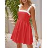 imageZESICA Womens Summer Sleeveless Mini Dress Tie Shoulder Square Neck High Waist Swing A Line Short SundressesRed