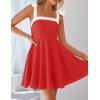 imageZESICA Womens Summer Sleeveless Mini Dress Tie Shoulder Square Neck High Waist Swing A Line Short SundressesRed