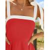 imageZESICA Womens Summer Sleeveless Mini Dress Tie Shoulder Square Neck High Waist Swing A Line Short SundressesRed
