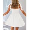 imageZESICA Womens Summer Sleeveless Mini Dress Tie Shoulder Square Neck High Waist Swing A Line Short SundressesWhite