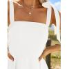 imageZESICA Womens Summer Sleeveless Mini Dress Tie Shoulder Square Neck High Waist Swing A Line Short SundressesWhite