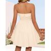 imageZESICA Womens Summer Strapless Mini Dress 2025 Sexy Off Shoulder High Waist A Line Swing Party Short DressesApricot