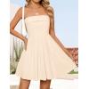imageZESICA Womens Summer Strapless Mini Dress 2025 Sexy Off Shoulder High Waist A Line Swing Party Short DressesApricot