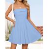 imageZESICA Womens Summer Strapless Mini Dress 2025 Sexy Off Shoulder High Waist A Line Swing Party Short DressesBlue