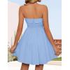 imageZESICA Womens Summer Strapless Mini Dress 2025 Sexy Off Shoulder High Waist A Line Swing Party Short DressesBlue