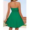 imageZESICA Womens Summer Strapless Mini Dress 2025 Sexy Off Shoulder High Waist A Line Swing Party Short DressesGreen