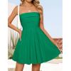 imageZESICA Womens Summer Strapless Mini Dress 2025 Sexy Off Shoulder High Waist A Line Swing Party Short DressesGreen