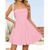 imageZESICA Womens Summer Strapless Mini Dress 2025 Sexy Off Shoulder High Waist A Line Swing Party Short DressesPink