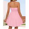 imageZESICA Womens Summer Strapless Mini Dress 2025 Sexy Off Shoulder High Waist A Line Swing Party Short DressesPink