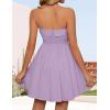 imageZESICA Womens Summer Strapless Mini Dress 2025 Sexy Off Shoulder High Waist A Line Swing Party Short DressesPurple