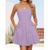 imageZESICA Womens Summer Strapless Mini Dress 2025 Sexy Off Shoulder High Waist A Line Swing Party Short DressesPurple