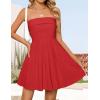 imageZESICA Womens Summer Strapless Mini Dress 2025 Sexy Off Shoulder High Waist A Line Swing Party Short DressesRed