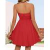 imageZESICA Womens Summer Strapless Mini Dress 2025 Sexy Off Shoulder High Waist A Line Swing Party Short DressesRed
