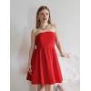 imageZESICA Womens Summer Strapless Mini Dress 2025 Sexy Off Shoulder High Waist A Line Swing Party Short DressesRed