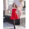 imageZESICA Womens Summer Strapless Mini Dress 2025 Sexy Off Shoulder High Waist A Line Swing Party Short DressesRed