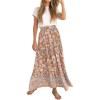 imageZESICA Womens 2025 Summer Bohemian Floral Printed Elastic Waist A Line Maxi Skirt with PocketsClay