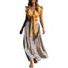 imageZESICA Womens 2025 Summer Bohemian Floral Printed Elastic Waist A Line Maxi Skirt with PocketsCream