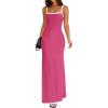 imageZESICA Womens 2025 Summer Spaghetti Straps Maxi Dress Sleeveless Square Neck Lightweight Long Beach DressesRose