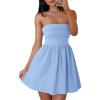 imageZESICA Womens Summer Strapless Mini Dress 2025 Sexy Off Shoulder High Waist A Line Swing Party Short DressesBlue