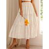 imageZESICA Womens 2025 Summer Plaid Flower Elastic High Waist Flowy A Line Maxi Skirt with PocketsApricot