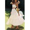 imageZESICA Womens 2025 Summer Plaid Flower Elastic High Waist Flowy A Line Maxi Skirt with PocketsApricot