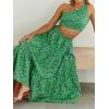 imageZESICA Womens 2025 Summer Plaid Flower Elastic High Waist Flowy A Line Maxi Skirt with PocketsGrassgreen