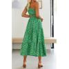 imageZESICA Womens 2025 Summer Plaid Flower Elastic High Waist Flowy A Line Maxi Skirt with PocketsGrassgreen