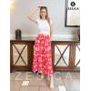 imageZESICA Womens 2025 Summer Plaid Flower Elastic High Waist Flowy A Line Maxi Skirt with PocketsMagenta