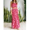 imageZESICA Womens 2025 Summer Plaid Flower Elastic High Waist Flowy A Line Maxi Skirt with PocketsMagenta