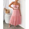 imageZESICA Womens 2025 Summer Plaid Flower Elastic High Waist Flowy A Line Maxi Skirt with PocketsPink
