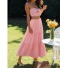imageZESICA Womens 2025 Summer Plaid Flower Elastic High Waist Flowy A Line Maxi Skirt with PocketsPink