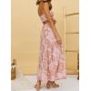 imageZESICA Womens 2025 Summer Plaid Flower Elastic High Waist Flowy A Line Maxi Skirt with PocketsPinkbrown