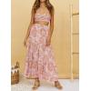 imageZESICA Womens 2025 Summer Plaid Flower Elastic High Waist Flowy A Line Maxi Skirt with PocketsPinkbrown