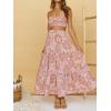 imageZESICA Womens 2025 Summer Plaid Flower Elastic High Waist Flowy A Line Maxi Skirt with PocketsPinkbrown
