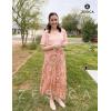 imageZESICA Womens 2025 Summer Plaid Flower Elastic High Waist Flowy A Line Maxi Skirt with PocketsPinkbrown