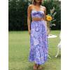 imageZESICA Womens 2025 Summer Plaid Flower Elastic High Waist Flowy A Line Maxi Skirt with PocketsViolet