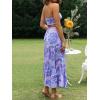 imageZESICA Womens 2025 Summer Plaid Flower Elastic High Waist Flowy A Line Maxi Skirt with PocketsViolet