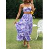 imageZESICA Womens 2025 Summer Plaid Flower Elastic High Waist Flowy A Line Maxi Skirt with PocketsViolet