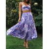 imageZESICA Womens 2025 Summer Plaid Flower Elastic High Waist Flowy A Line Maxi Skirt with PocketsViolet