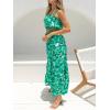 imageZESICA Womens 2025 Summer Plaid Flower Elastic High Waist Flowy A Line Maxi Skirt with PocketsViridis