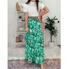 imageZESICA Womens 2025 Summer Plaid Flower Elastic High Waist Flowy A Line Maxi Skirt with PocketsViridis