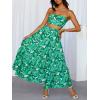 imageZESICA Womens 2025 Summer Plaid Flower Elastic High Waist Flowy A Line Maxi Skirt with PocketsViridis