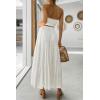 imageZESICA Womens 2025 Summer Plaid Flower Elastic High Waist Flowy A Line Maxi Skirt with PocketsWhite